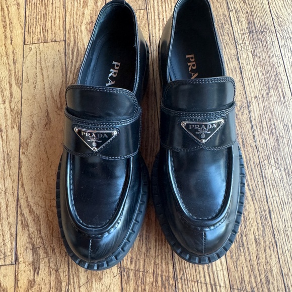 Prada platform leather loafers size 37.5 - Picture 7 of 14